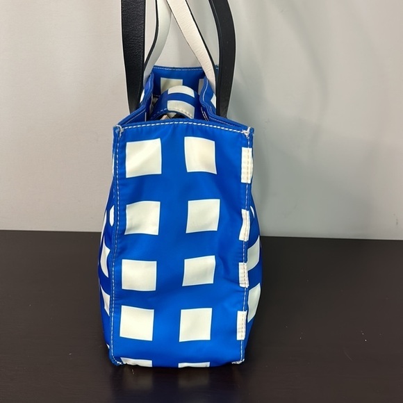 Kate Spade Purse Berry Street Elise Tote Bag Blue White Shoulder Gingham Nylon - Picture 7 of 12